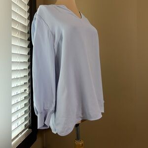 Lafayette 148 New York Silk Sky Blue Long Sleeve Top
